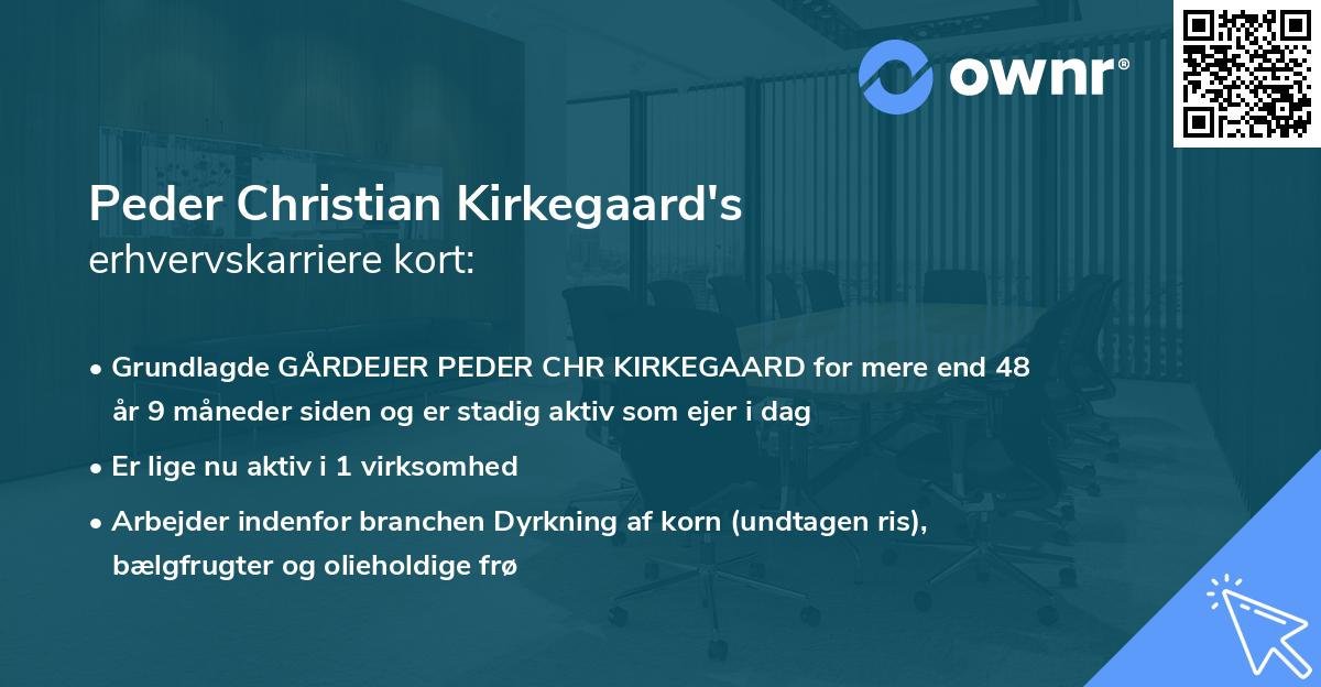 Peder Christian Kirkegaard's erhvervskarriere kort