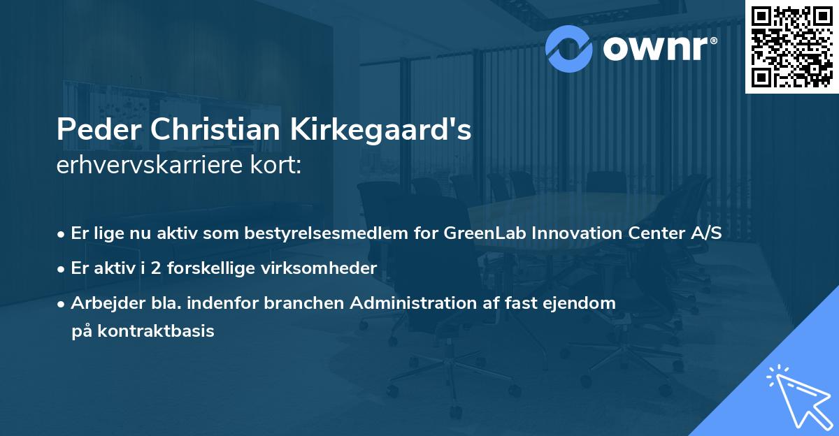 Peder Christian Kirkegaard's erhvervskarriere kort
