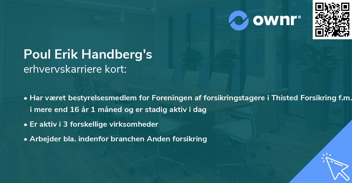Poul Erik Handberg's erhvervskarriere kort