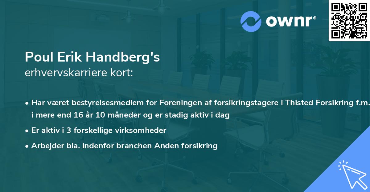 Poul Erik Handberg's erhvervskarriere kort