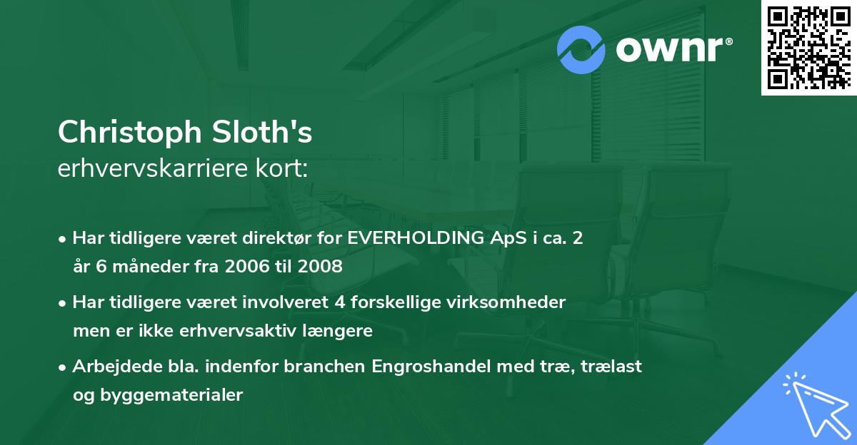 Christoph Sloth's erhvervskarriere kort