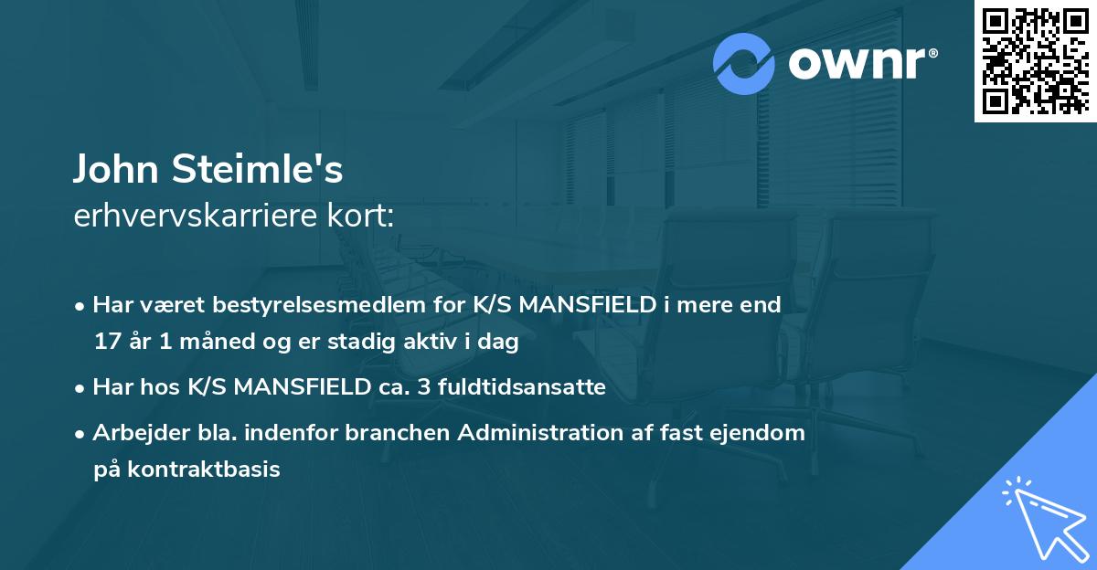 John Steimle's erhvervskarriere kort