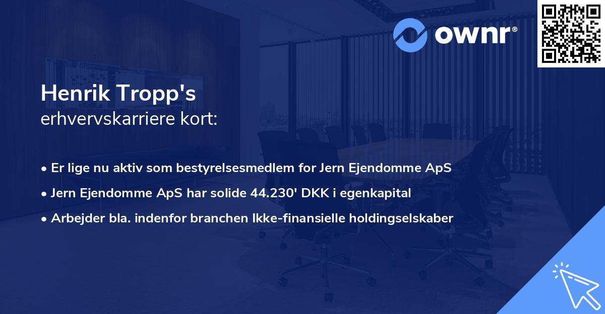 Henrik Tropp's erhvervskarriere kort