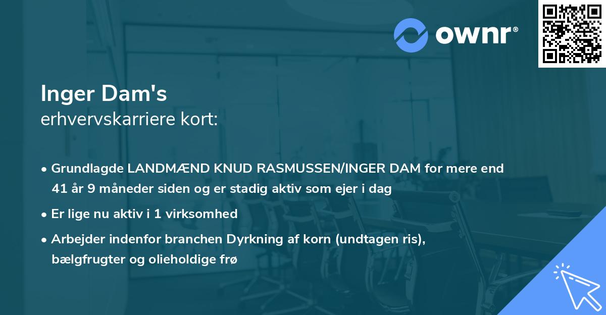 Inger Dam's erhvervskarriere kort