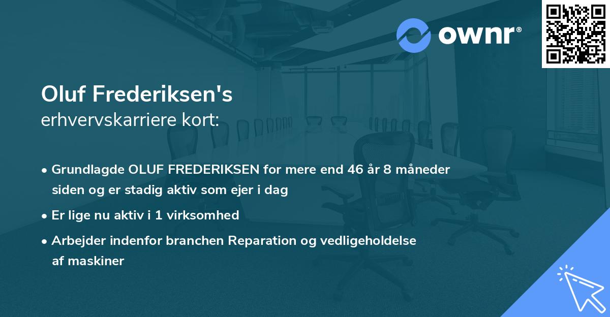 Oluf Frederiksen's erhvervskarriere kort