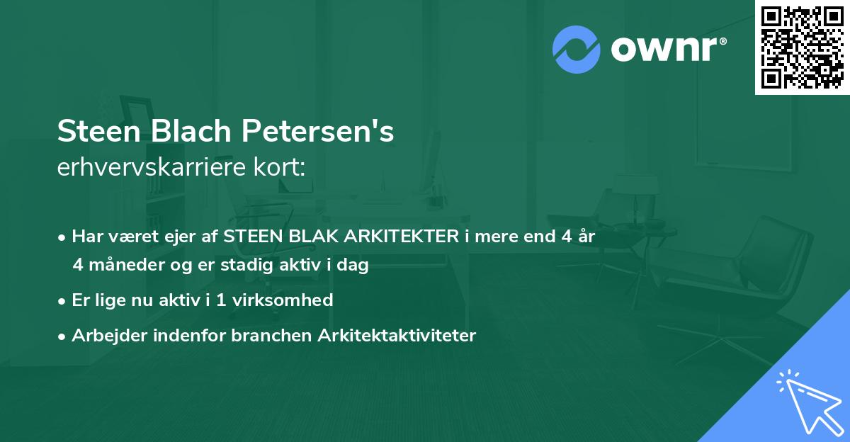 Steen Blach Petersen's erhvervskarriere kort