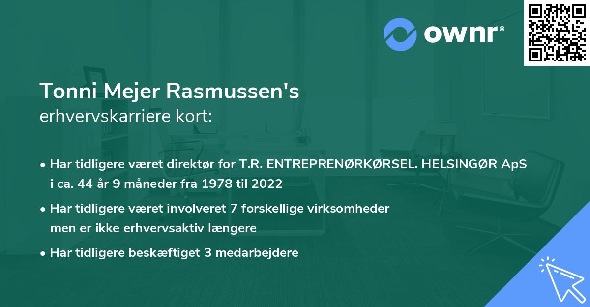 Tonni Mejer Rasmussen's erhvervskarriere kort