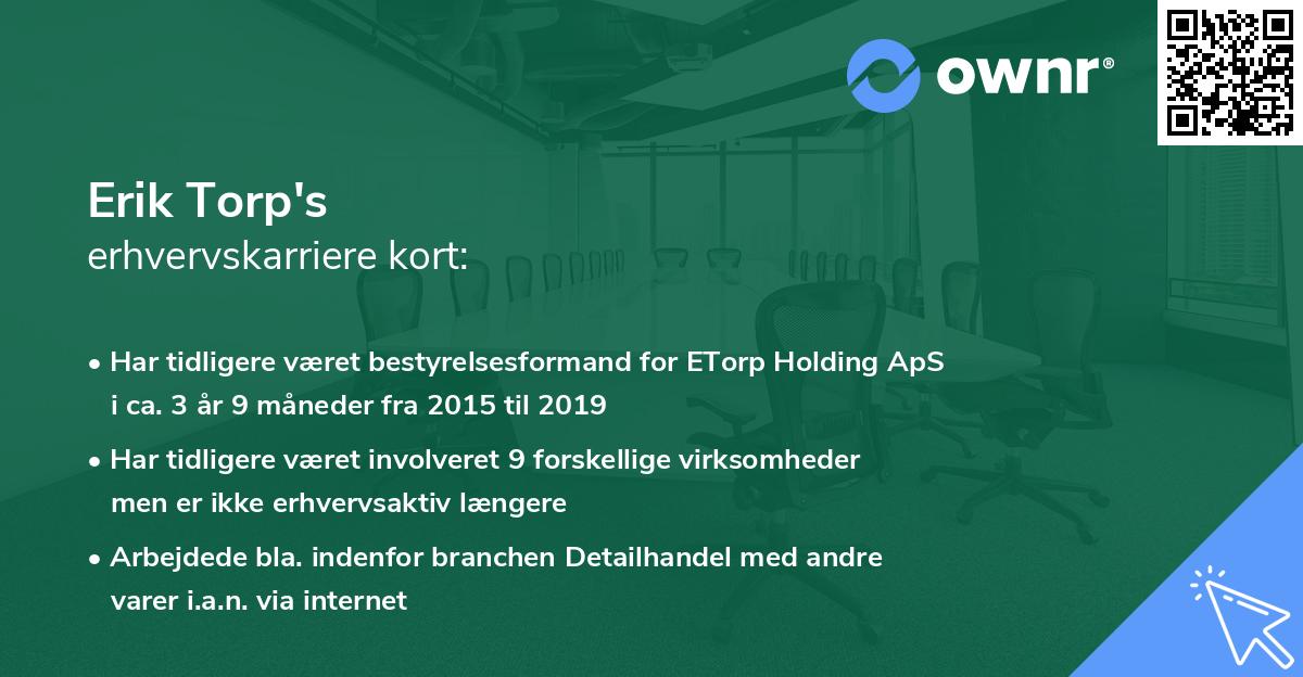 Erik Torp's erhvervskarriere kort