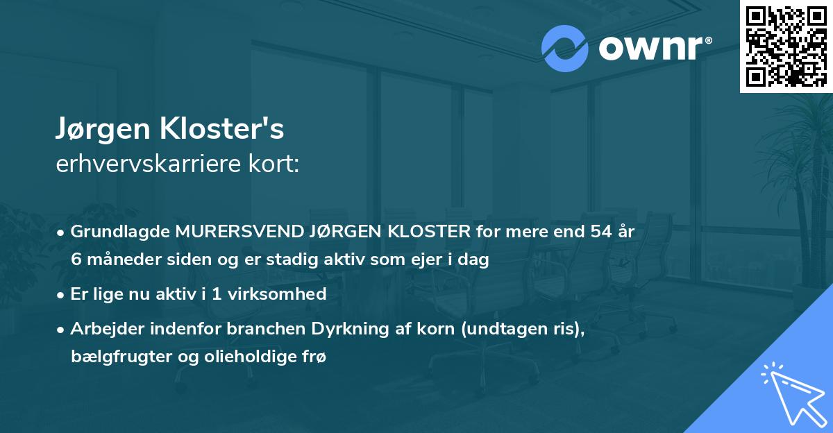 Jørgen Kloster's erhvervskarriere kort