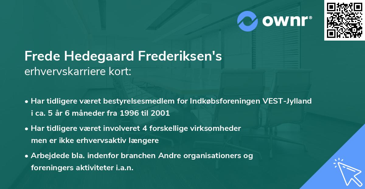 Frede Hedegaard Frederiksen's erhvervskarriere kort