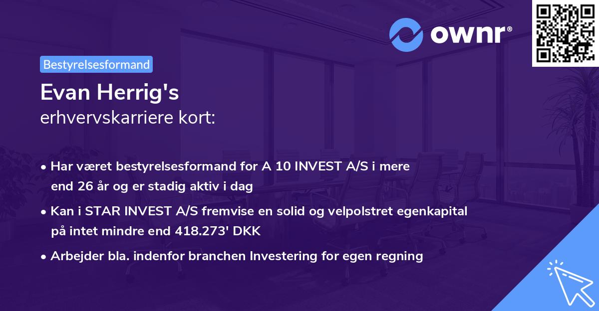 Evan Herrig's erhvervskarriere kort