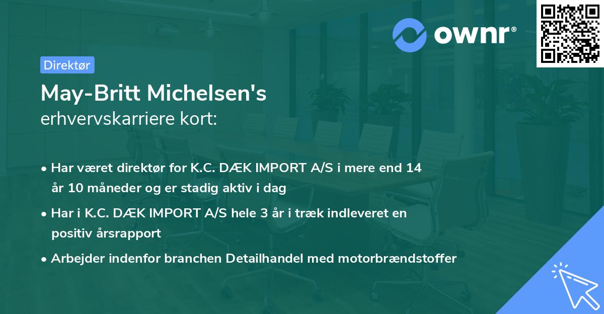 May-Britt Michelsen's erhvervskarriere kort