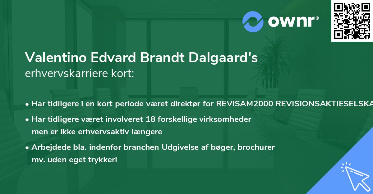 Valentino Edvard Brandt Dalgaard's erhvervskarriere kort