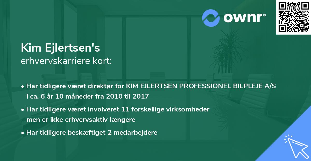 Kim Ejlertsen's erhvervskarriere kort