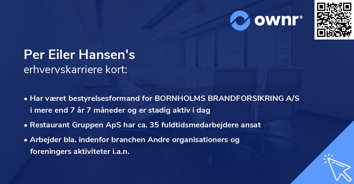 Per Eiler Hansen's erhvervskarriere kort