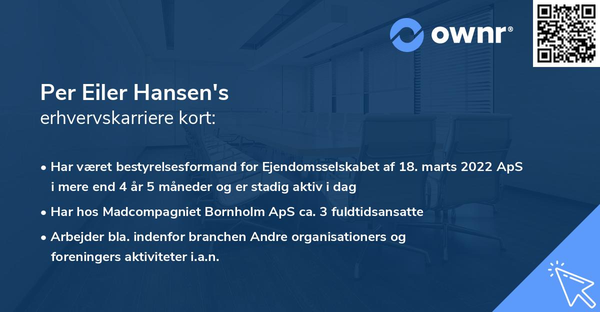 Per Eiler Hansen's erhvervskarriere kort