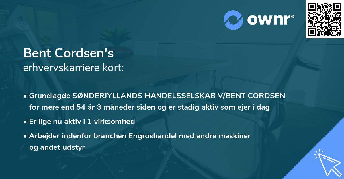Bent Cordsen's erhvervskarriere kort