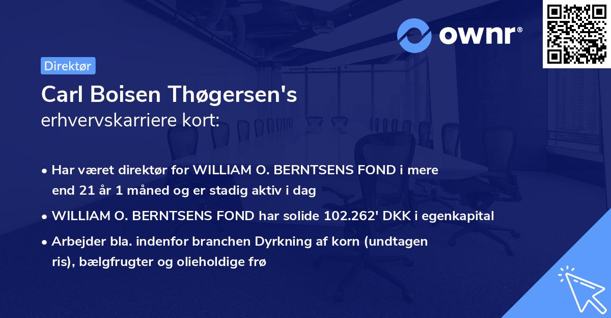 Carl Boisen Thøgersen's erhvervskarriere kort