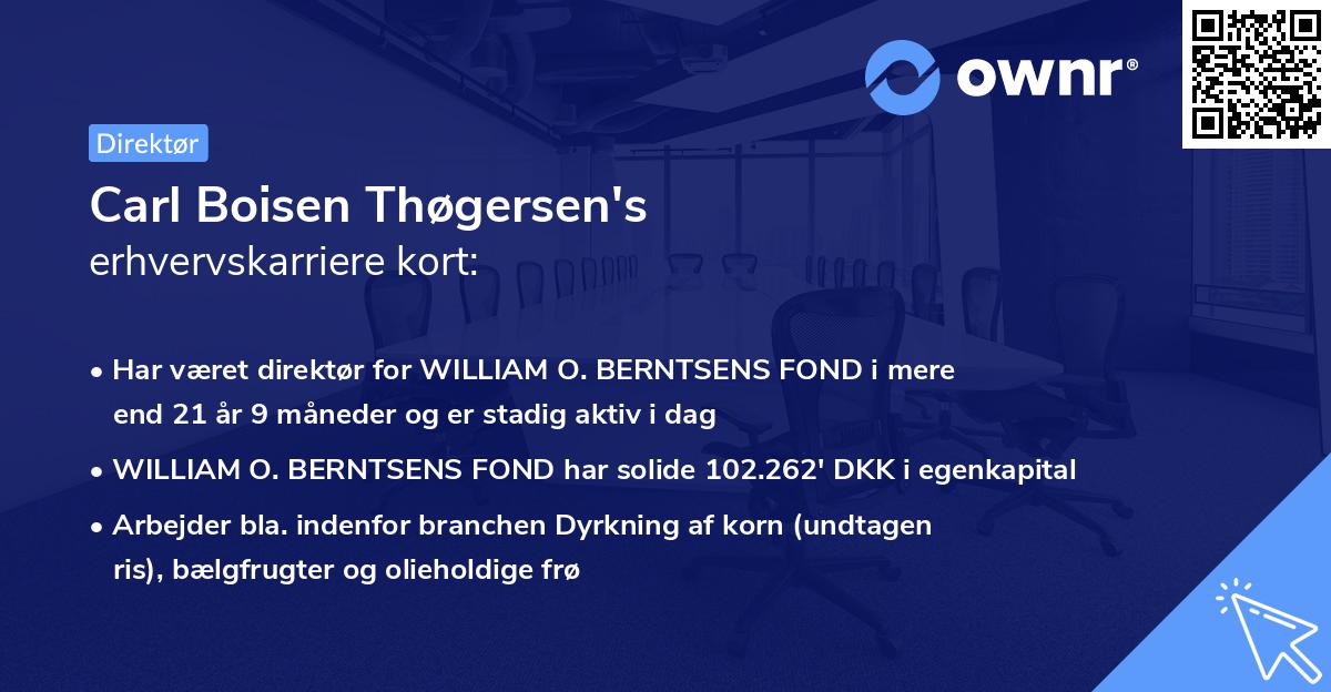 Carl Boisen Thøgersen's erhvervskarriere kort