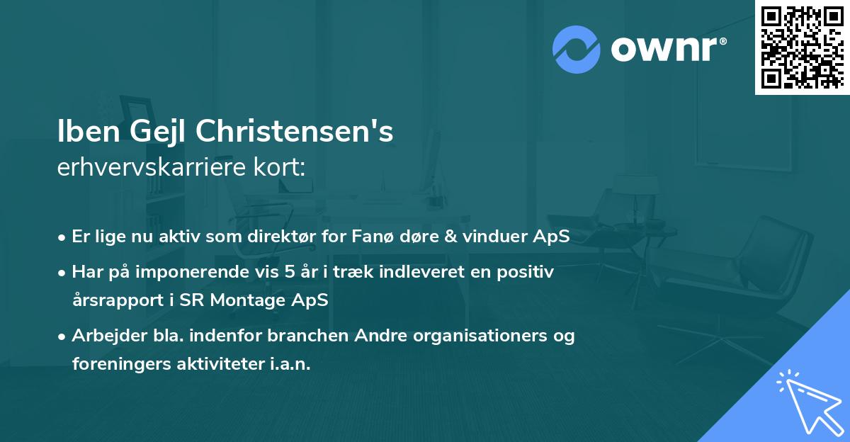 Iben Gejl Christensen's erhvervskarriere kort