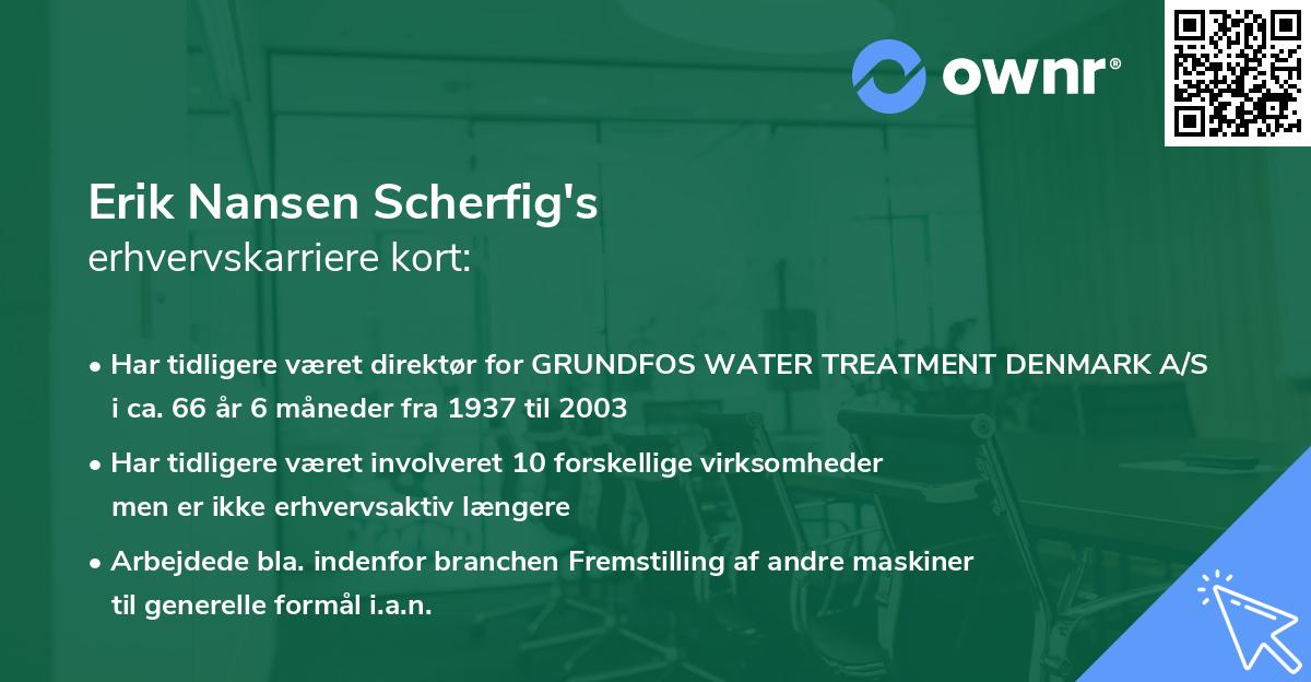 Erik Nansen Scherfig's erhvervskarriere kort