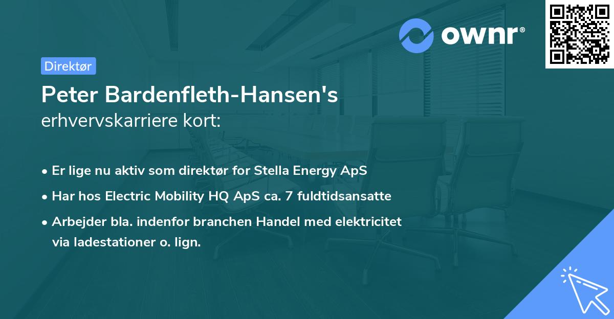 Peter Bardenfleth-Hansen's erhvervskarriere kort