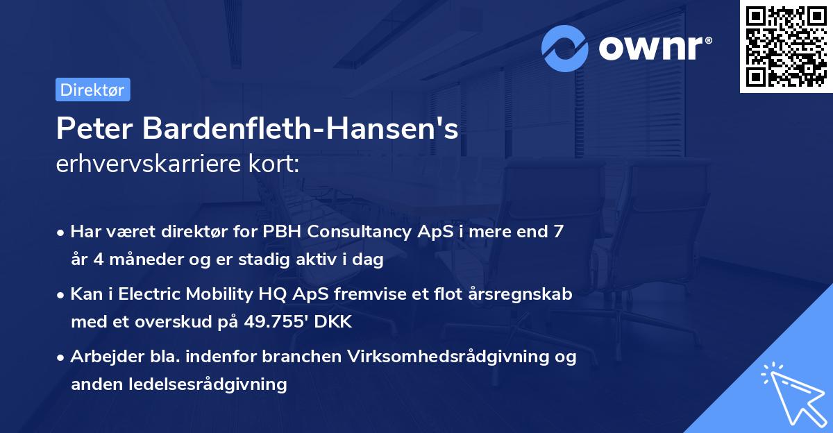 Peter Bardenfleth-Hansen's erhvervskarriere kort