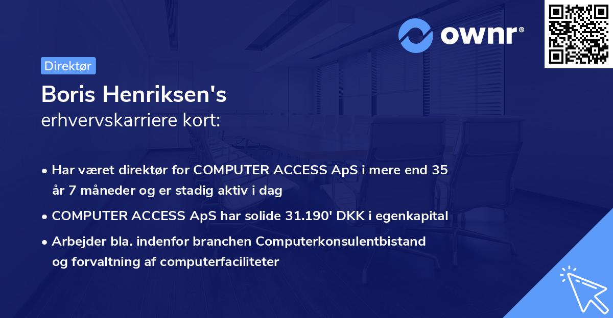 Boris Henriksen's erhvervskarriere kort