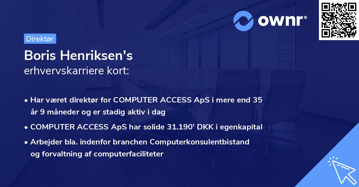 Boris Henriksen's erhvervskarriere kort