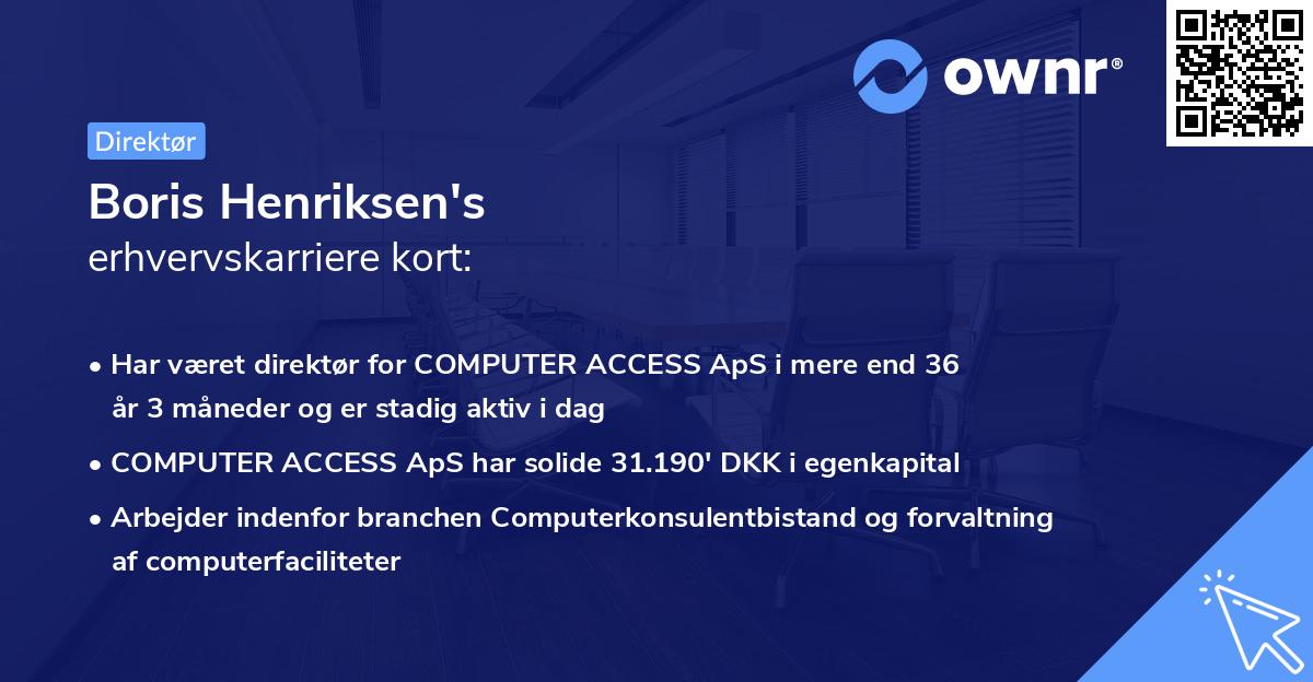 Boris Henriksen's erhvervskarriere kort