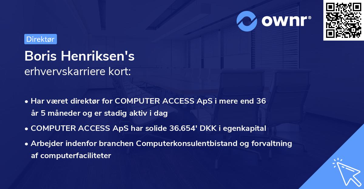 Boris Henriksen's erhvervskarriere kort