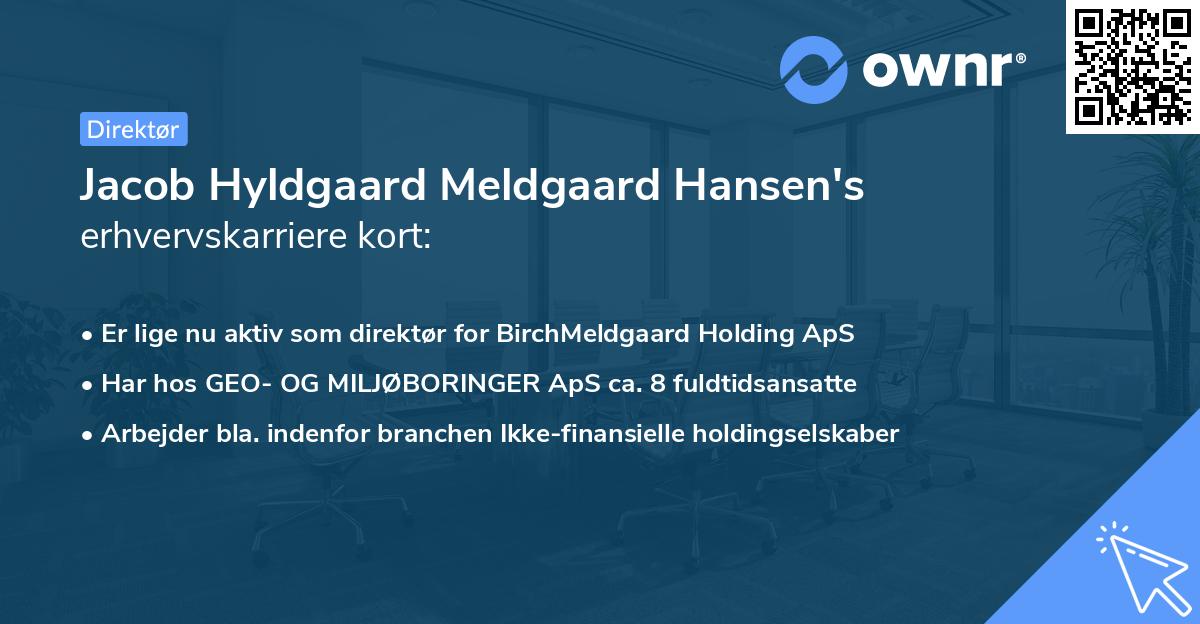 Jacob Hyldgaard Meldgaard Hansen's erhvervskarriere kort