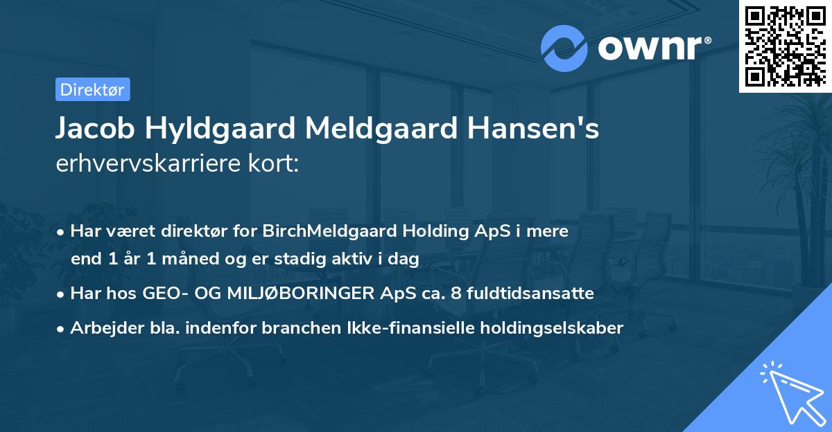Jacob Hyldgaard Meldgaard Hansen's erhvervskarriere kort