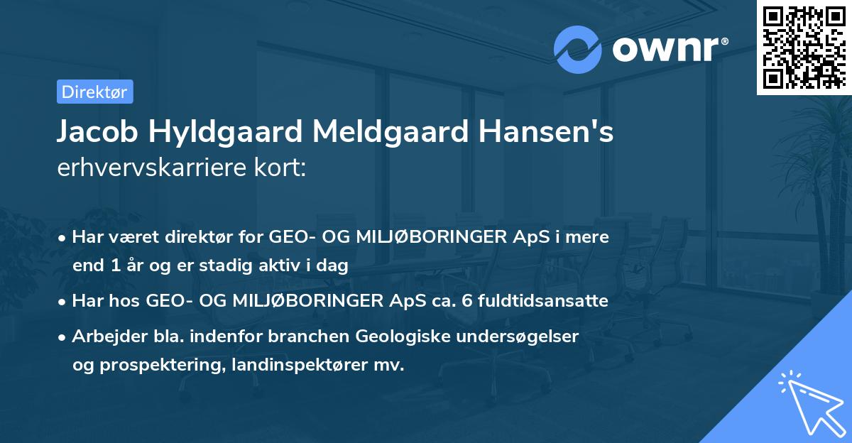 Jacob Hyldgaard Meldgaard Hansen's erhvervskarriere kort