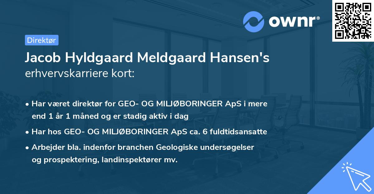 Jacob Hyldgaard Meldgaard Hansen's erhvervskarriere kort