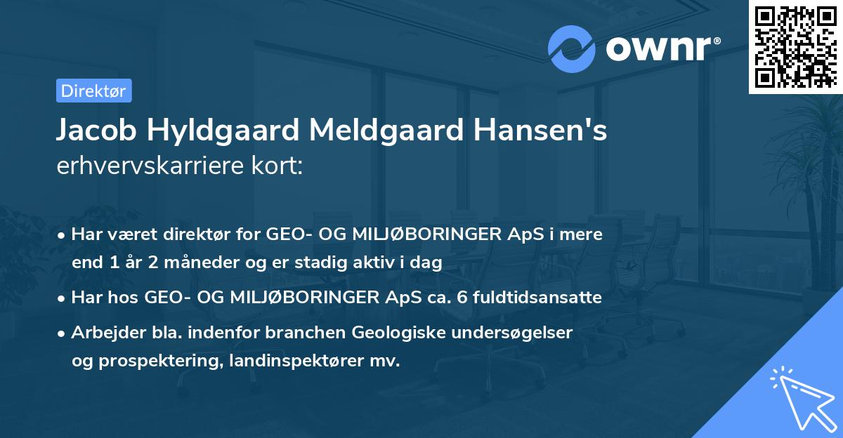Jacob Hyldgaard Meldgaard Hansen's erhvervskarriere kort