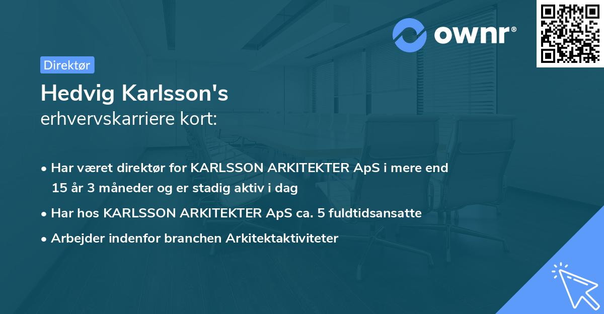 Hedvig Karlsson's erhvervskarriere kort