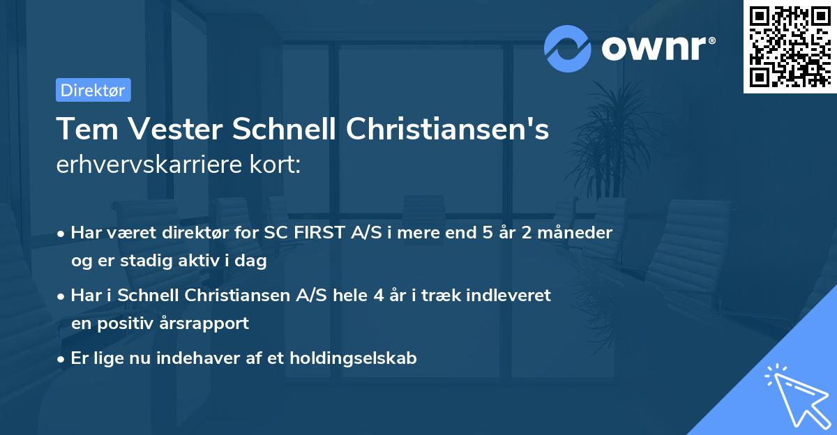 Tem Vester Schnell Christiansen's erhvervskarriere kort