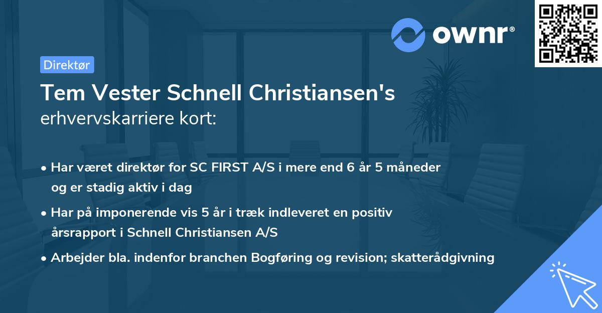 Tem Vester Schnell Christiansen's erhvervskarriere kort