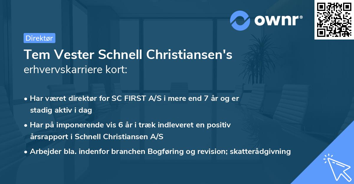 Tem Vester Schnell Christiansen's erhvervskarriere kort