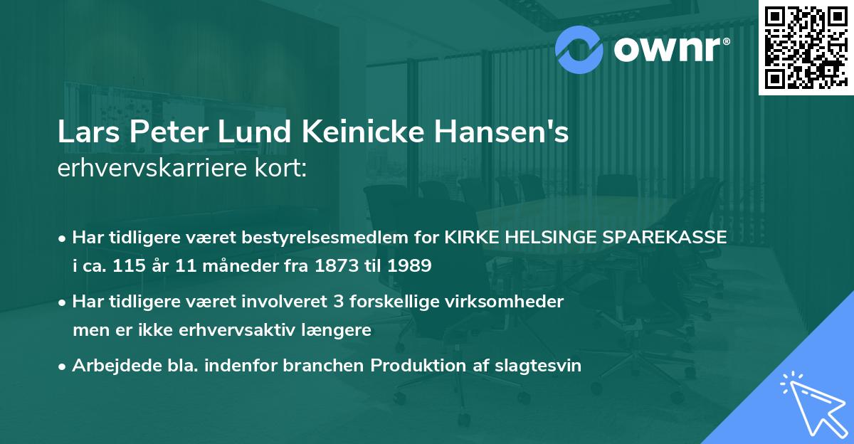 Lars Peter Lund Keinicke Hansen's erhvervskarriere kort