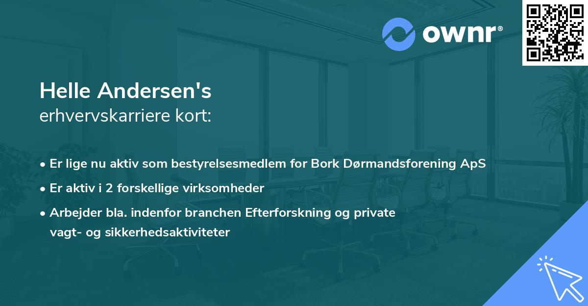 Helle Andersen's erhvervskarriere kort