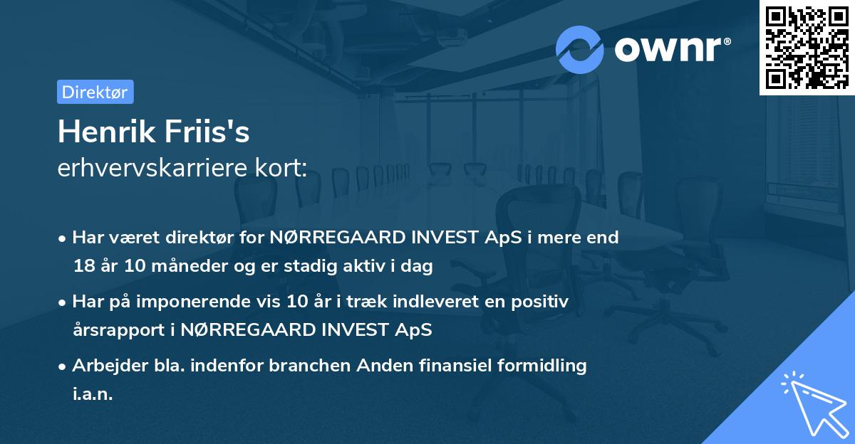 Henrik Friis's erhvervskarriere kort