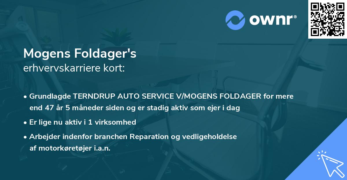 Mogens Foldager's erhvervskarriere kort