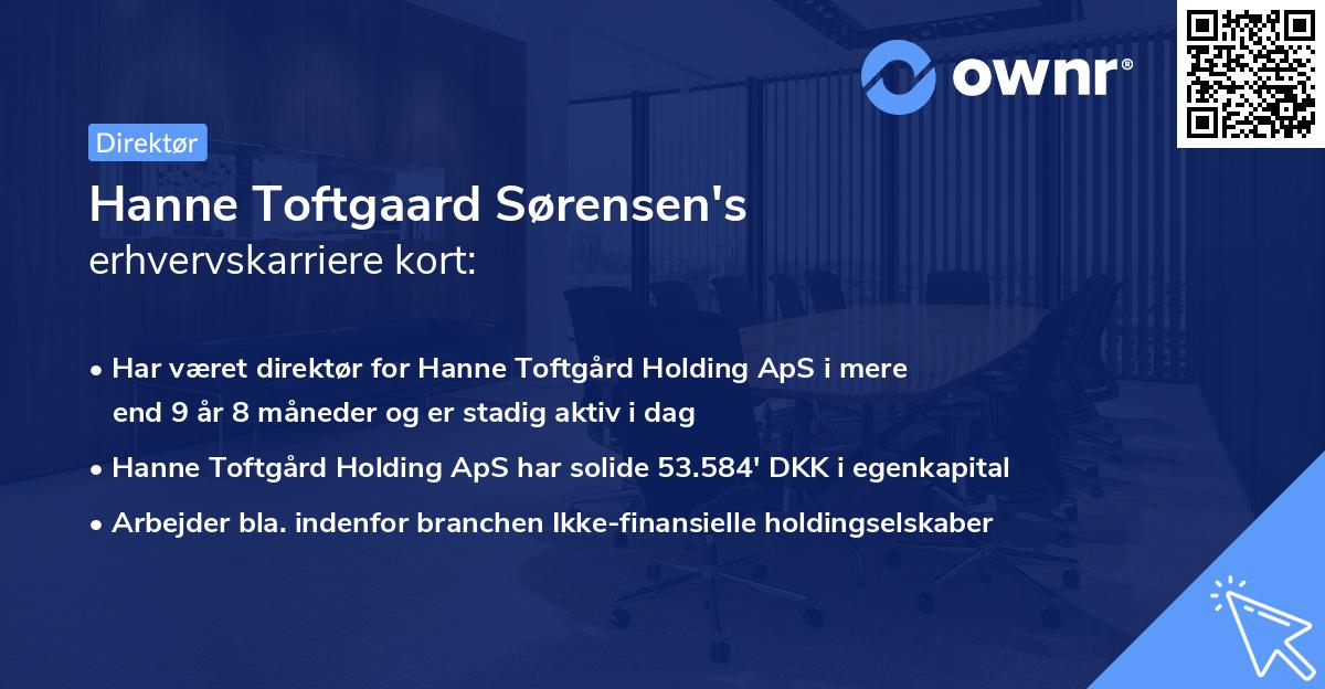 Hanne Toftgaard Sørensen's erhvervskarriere kort