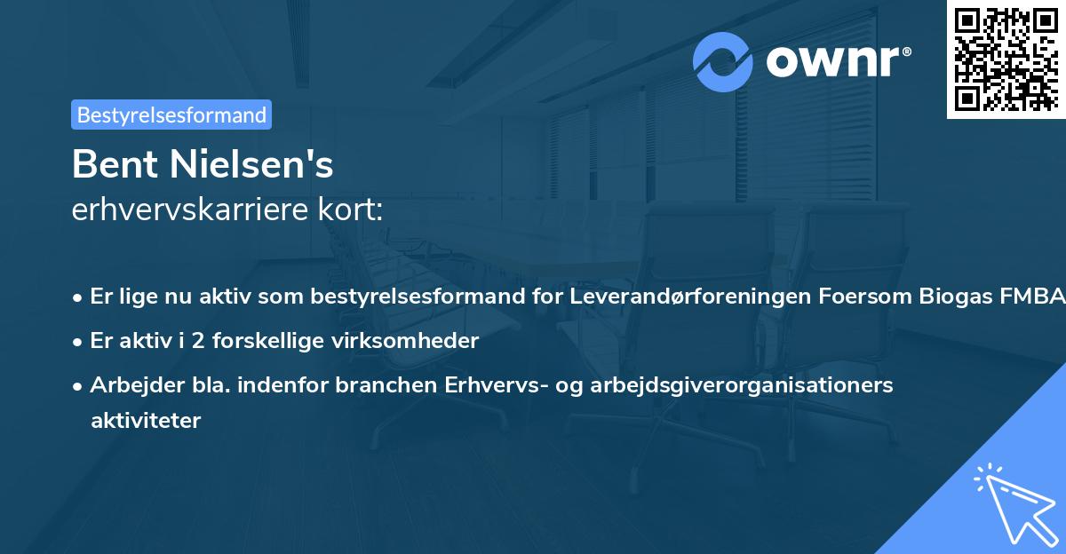 Bent Nielsen's erhvervskarriere kort