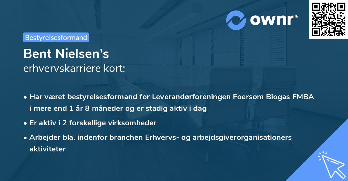 Bent Nielsen's erhvervskarriere kort