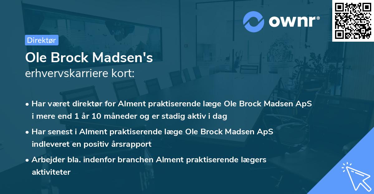 Ole Brock Madsen's erhvervskarriere kort