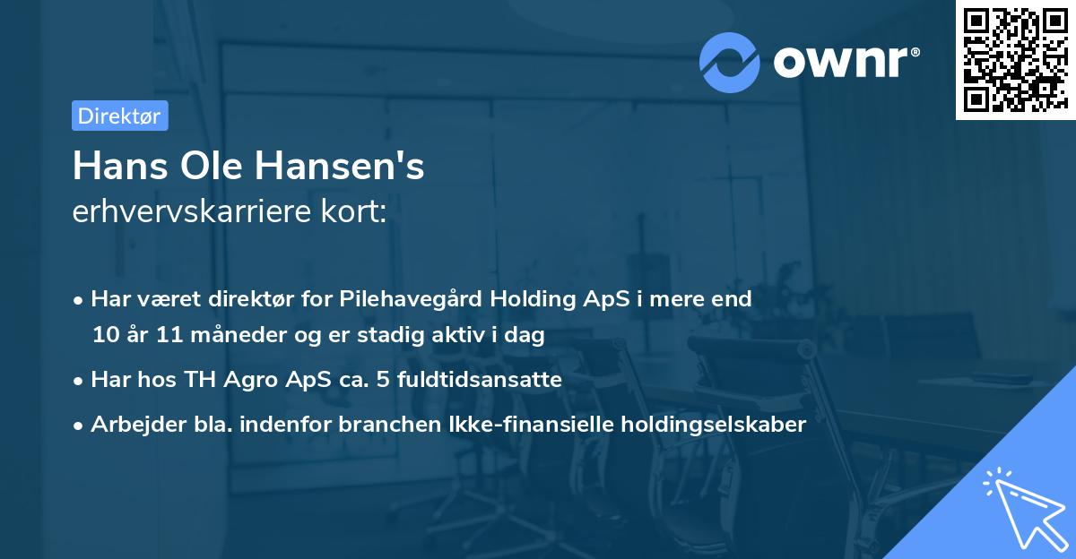 Hans Ole Hansen's erhvervskarriere kort