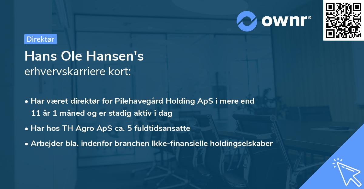 Hans Ole Hansen's erhvervskarriere kort